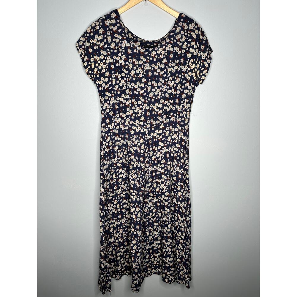 Byer Dress Floral Midi Women 7 Blue EUC Vintage 90s Grunge Daisy Rayon‎
